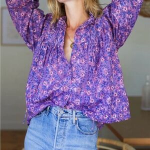 Emmaline Blouse - Violet Wildflower Organic